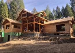 wide view of build of log home kit